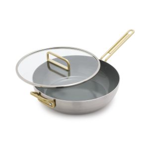 Stanley Tucci? Stainless Steel Ceramic Nonstick 6.5-Quart Essential Stanley Pan with Lid | Champagne Handle