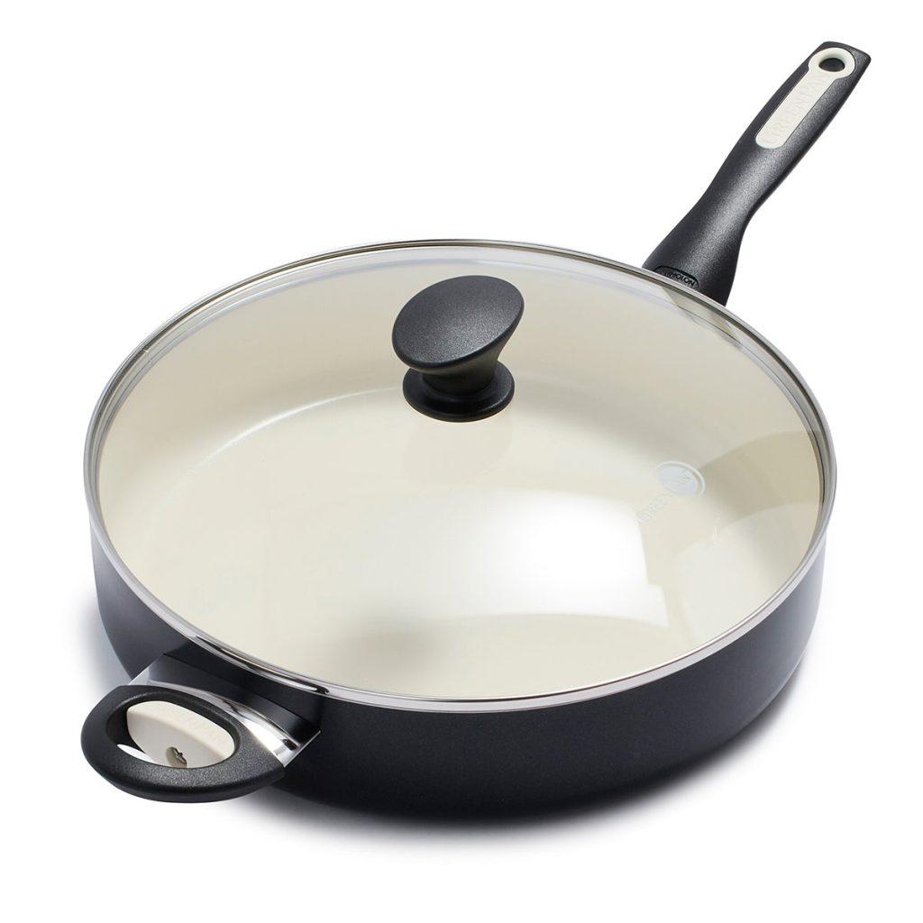 Rio Ceramic Nonstick 5-Quart Saut?? Pan with Lid | Black