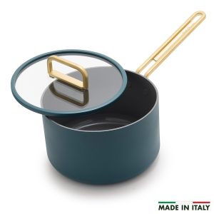 Stanley Tucci? Ceramic Nonstick 4-Quart Saucepan with Lid | Venetian Teal