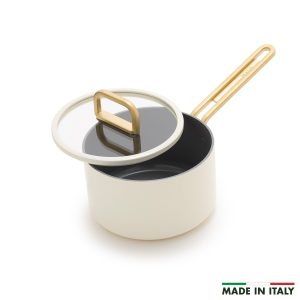 Stanley Tucci? Ceramic Nonstick 2-Quart Saucepan with Lid | Carrara White