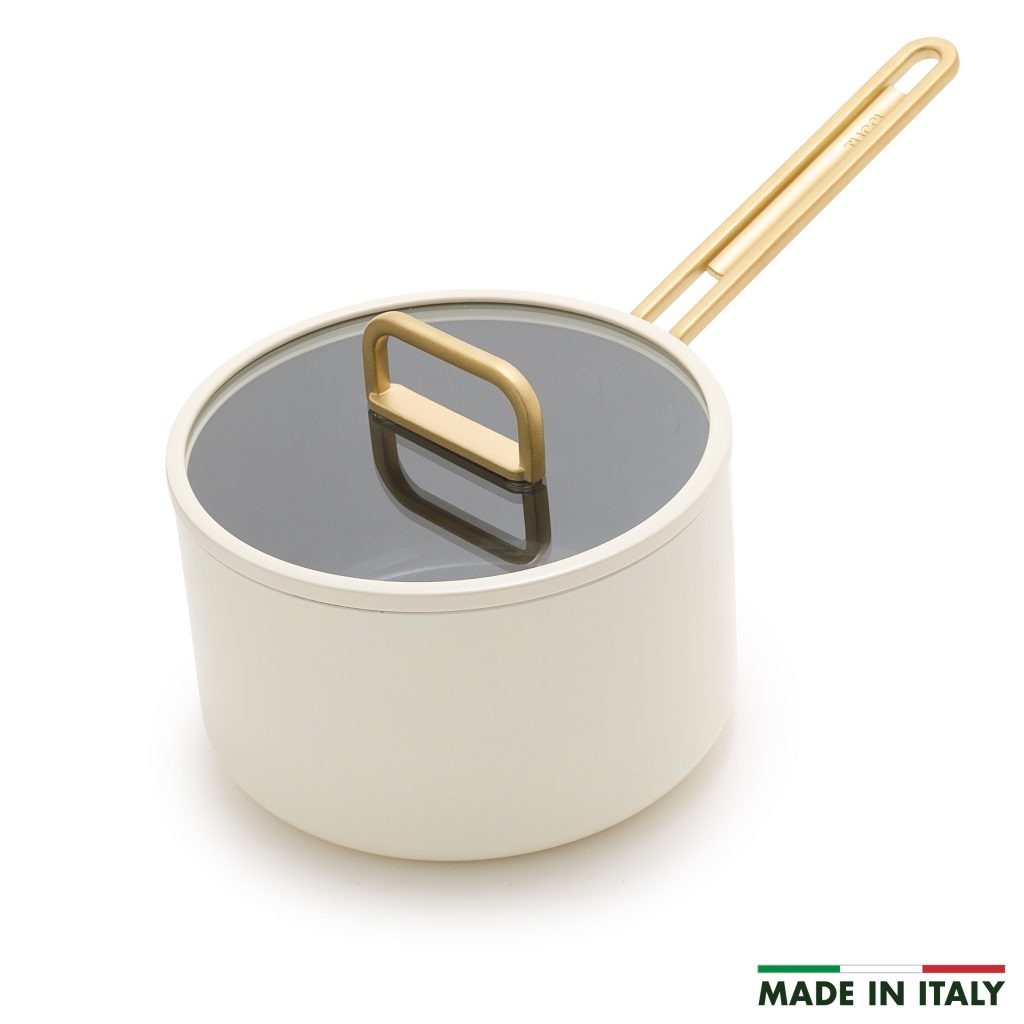 Stanley Tucci? Ceramic Nonstick 4-Quart Saucepan with Lid | Carrara White
