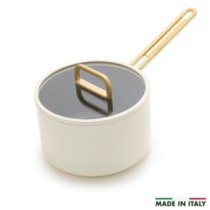 Stanley Tucci? Ceramic Nonstick 4-Quart Saucepan with Lid | Carrara White