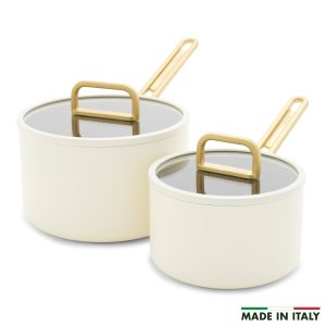 Stanley Tucci? Ceramic Nonstick 4-Piece Saucepan Set | Carrara White