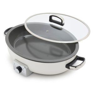Elite 5.5-Quart Oval Electric Skillet | Cream