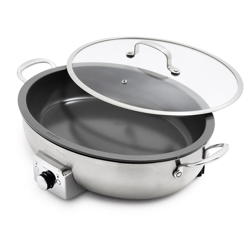 Elite 5.5-Quart Oval Electric Skillet | Premiere Stainless Steel