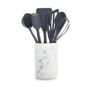 Platinum Silicone 7-Piece Utensil and Crock Set | Gray