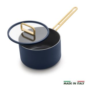 Stanley Tucci? Ceramic Nonstick 4-Quart Saucepan with Lid | Marino Blue