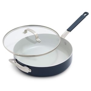 Bobby Flay by GreenPan Professional Ceramic Nonstick 4.5-Quart Saut?? Pan with Lid | Oxford Blue