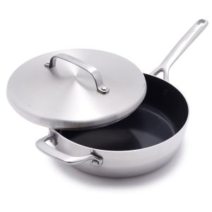 GP5 Stainless Steel 4-Quart Saut?? Pan with Lid and Helper Handle | Mirror Handles