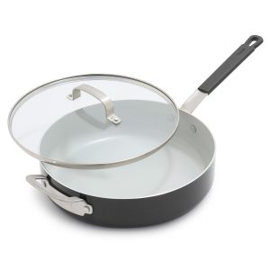 Bobby Flay by GreenPan Professional Ceramic Nonstick 4.5-Quart Saut?? Pan with Lid | Graphite