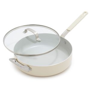 Bobby Flay by GreenPan Professional Ceramic Nonstick 4.5-Quart Saut?? Pan with Lid | Cream