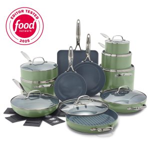 Valencia Pro Ceramic Nonstick 19-Piece Cookware Set | Sage