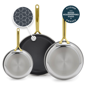 Spectra Gold Thermobond Hybrid Ceramic Nonstick 8. 10 and 12 Frypan Set